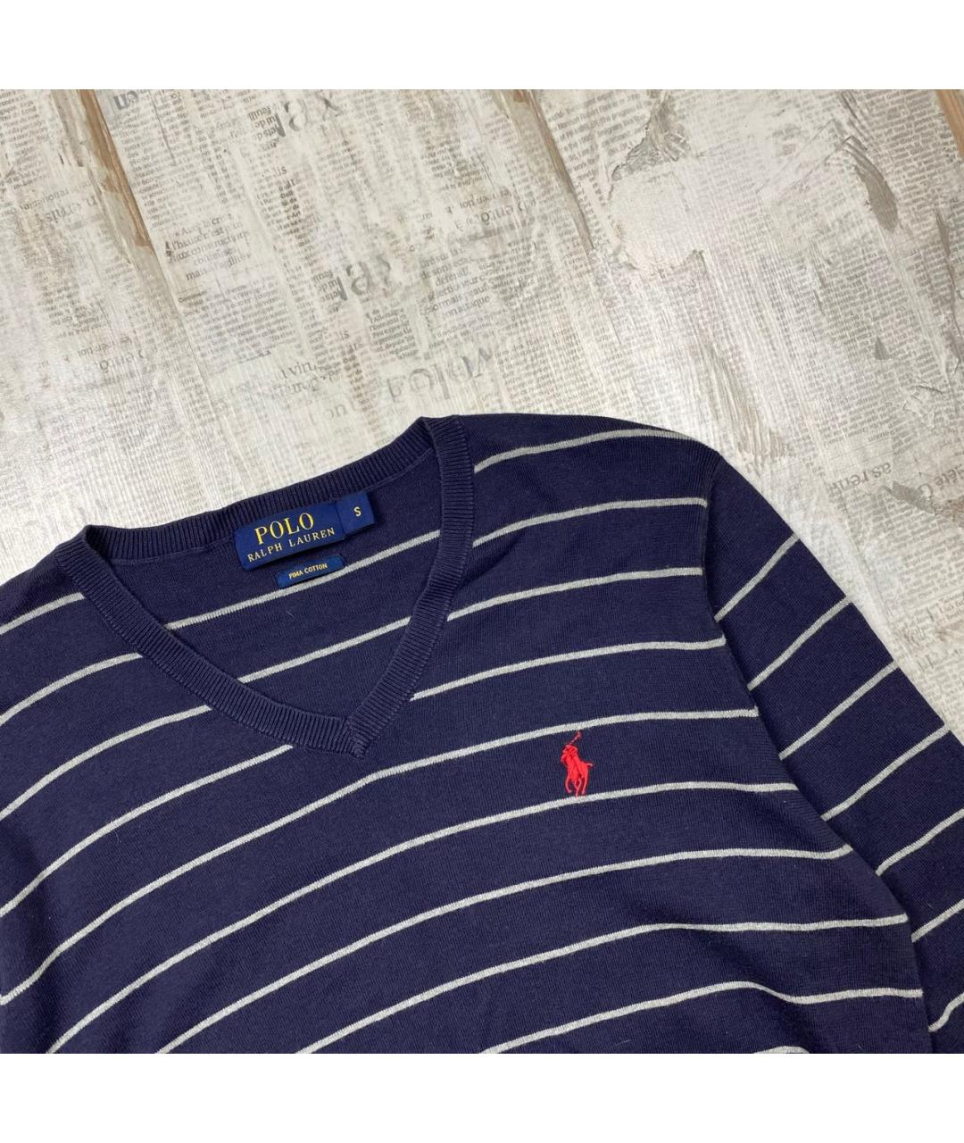 POLO RALPH LAUREN Темно-синий хлопковый джемпер / свитер, фото 2