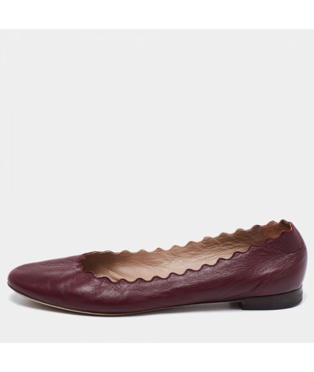 CHLOE Бордовые кожаные балетки, фото 7