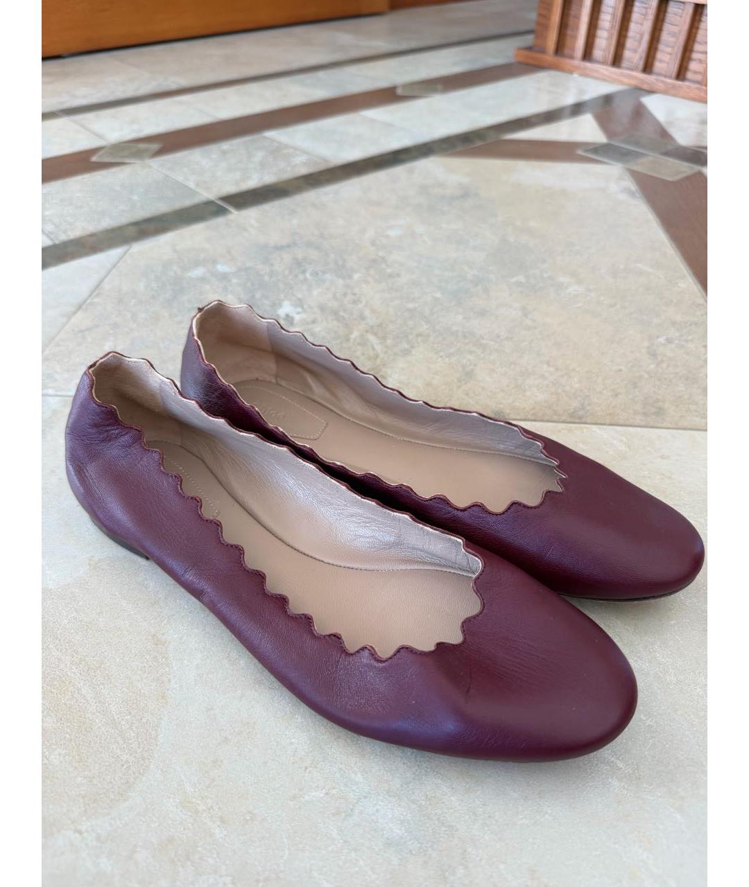 CHLOE Бордовые кожаные балетки, фото 5