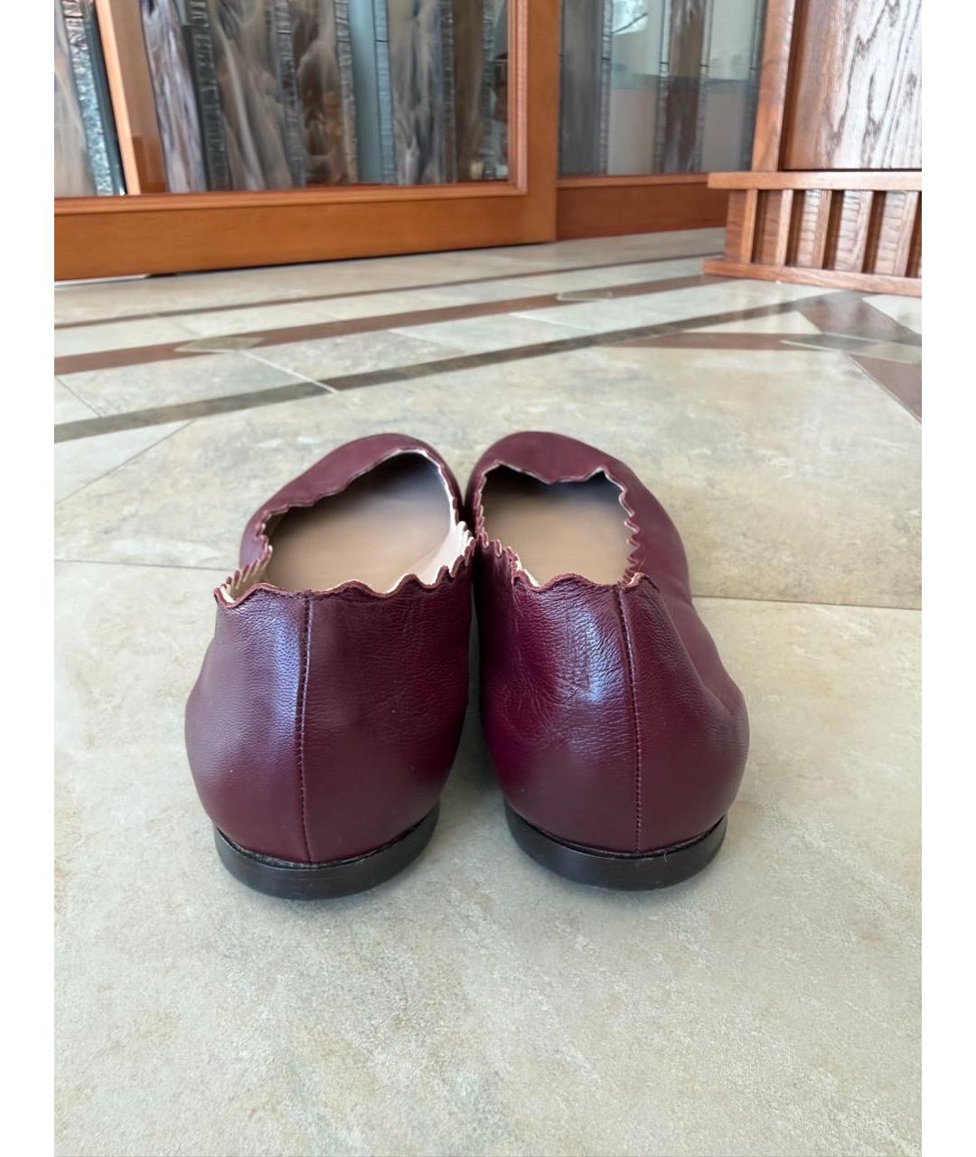 CHLOE Бордовые кожаные балетки, фото 4