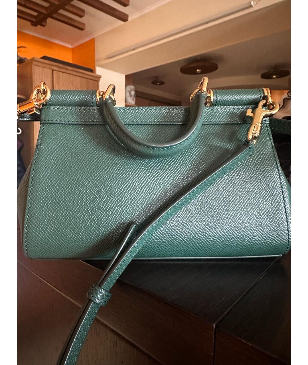 DOLCE&GABBANA Зеленая кожаная сумка через плечо, фото 3