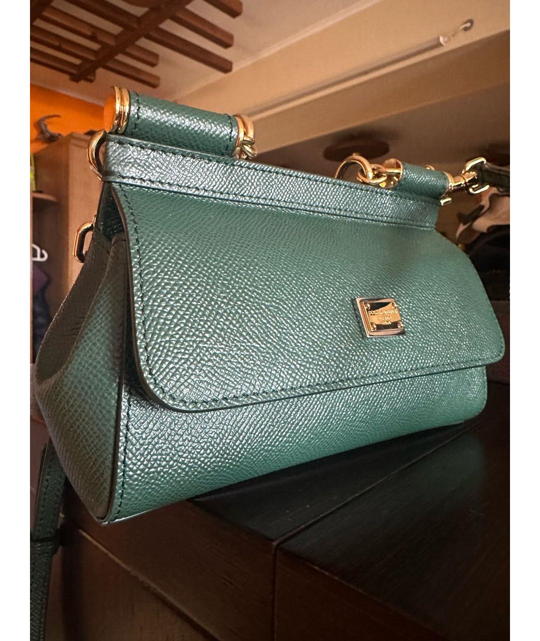 DOLCE&GABBANA Зеленая кожаная сумка через плечо, фото 2