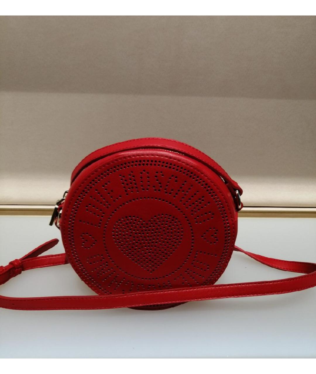 LOVE MOSCHINO Красная кожаная сумка через плечо, фото 4