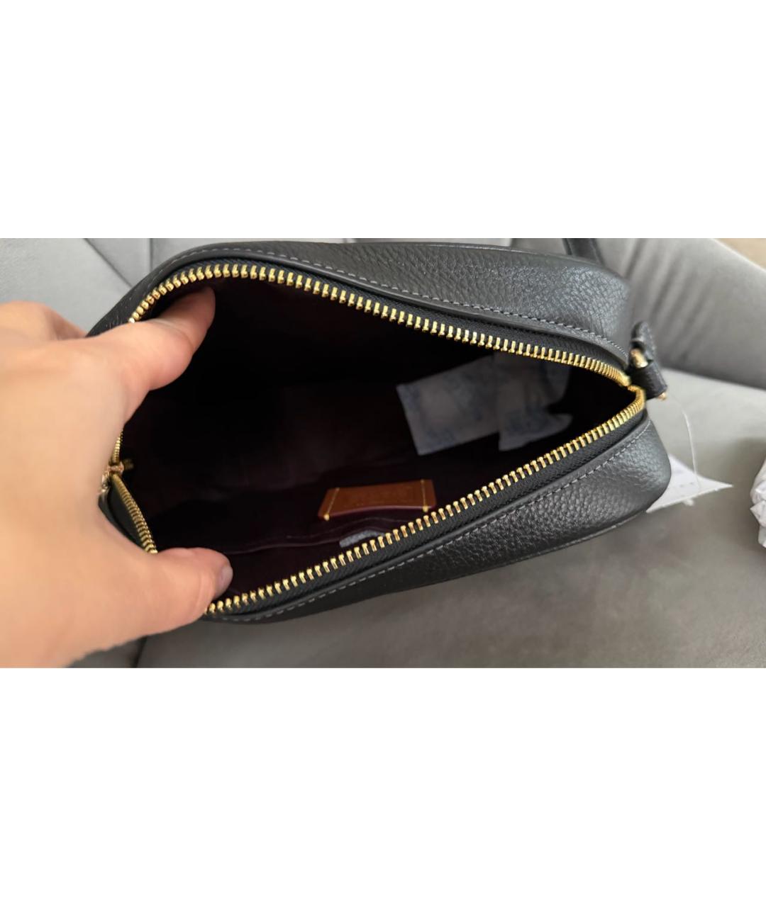 COACH Черная кожаная сумка через плечо, фото 6