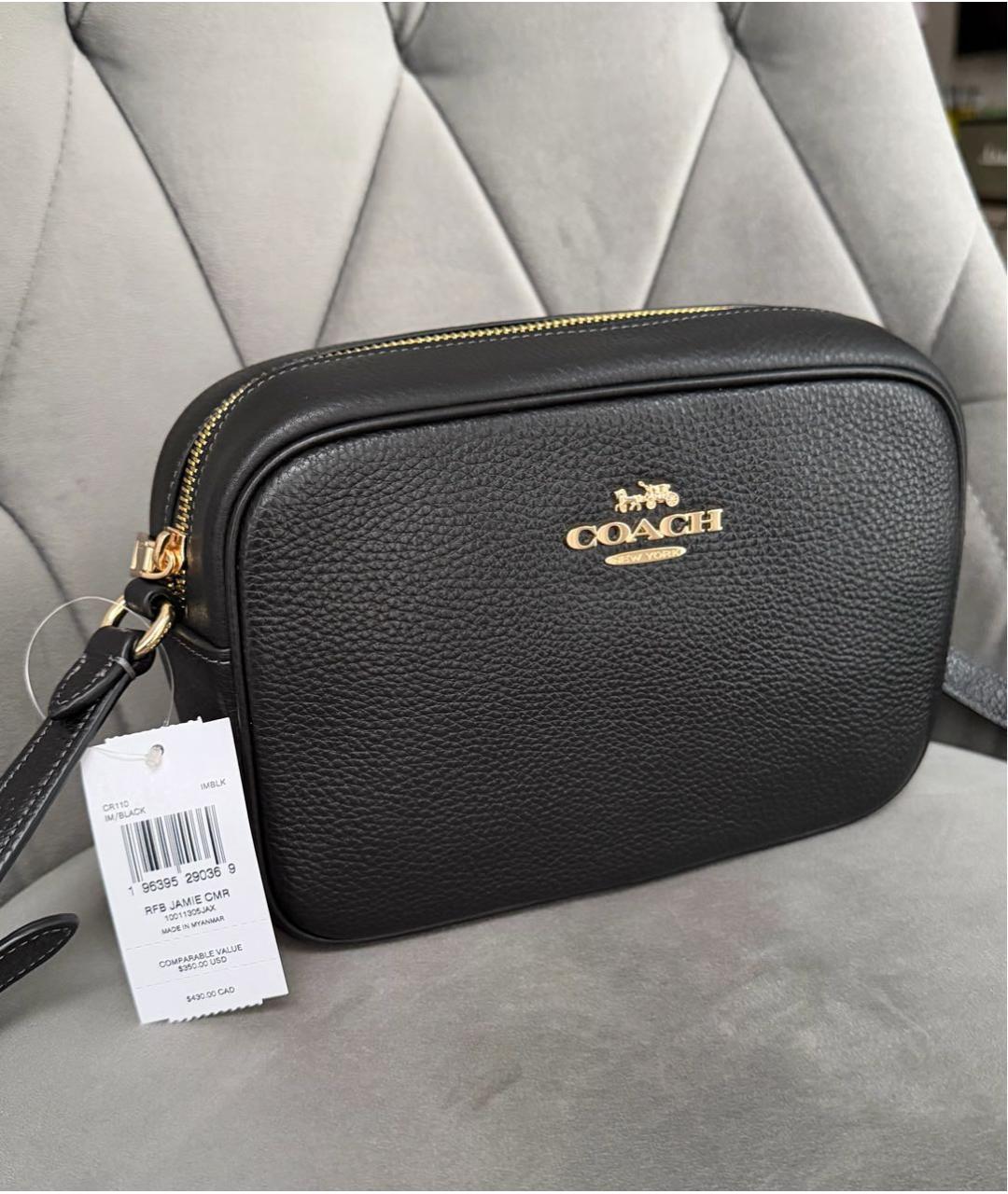 COACH Черная кожаная сумка через плечо, фото 3