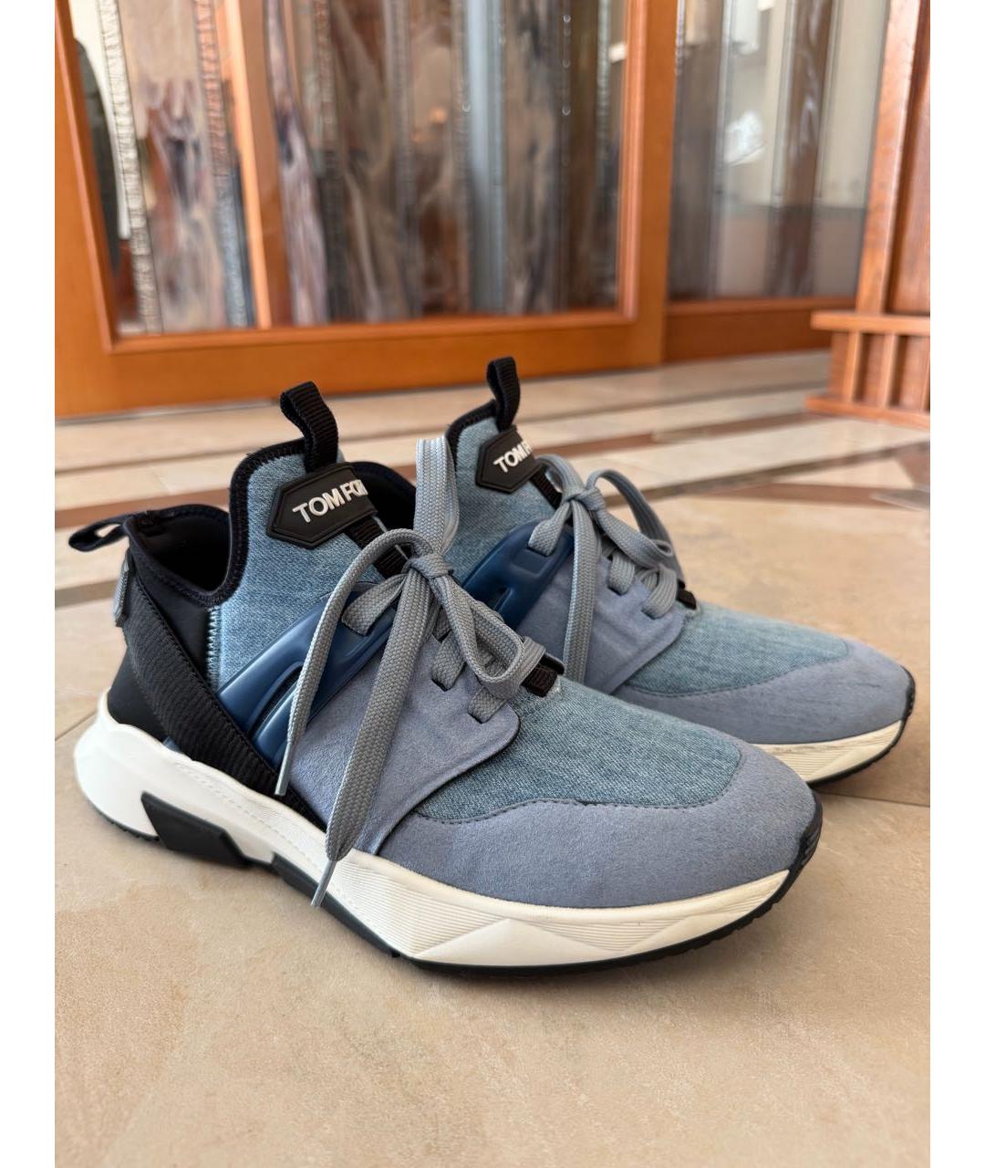 TOM FORD Голубые текстильные кроссовки, фото 9