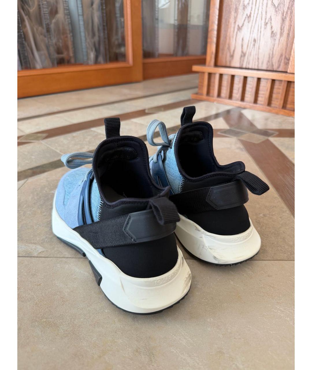TOM FORD Голубые текстильные кроссовки, фото 7