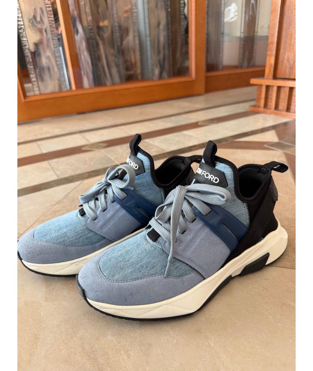 TOM FORD Голубые текстильные кроссовки, фото 4