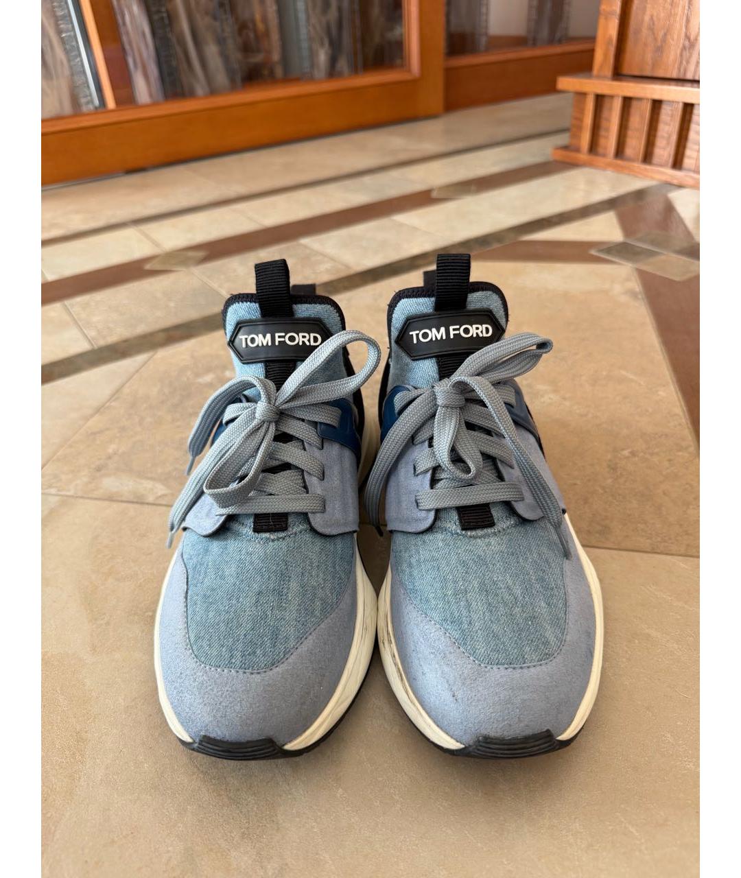 TOM FORD Голубые текстильные кроссовки, фото 3