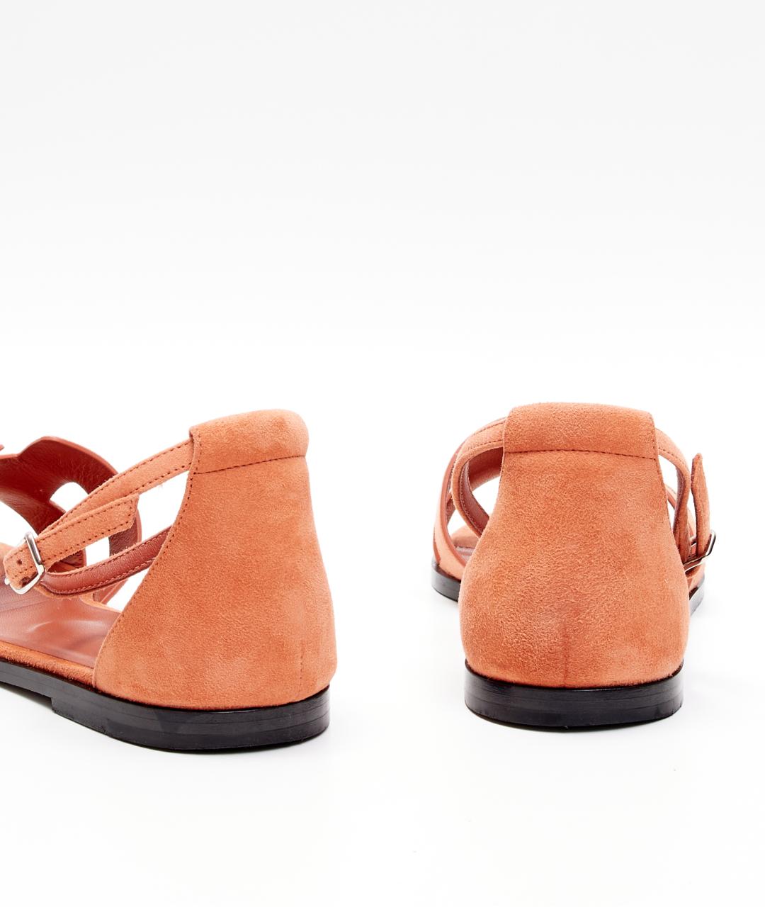 HERMES Оранжевое замшевые босоножки, фото 3