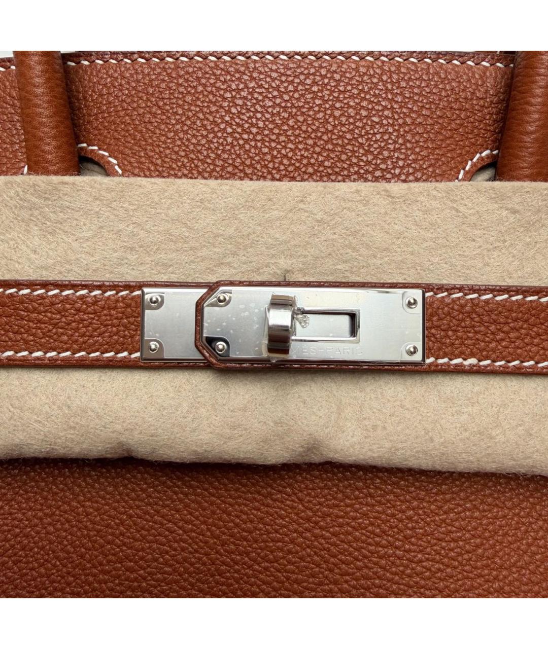 HERMES Коричневая кожаная сумка с короткими ручками, фото 2