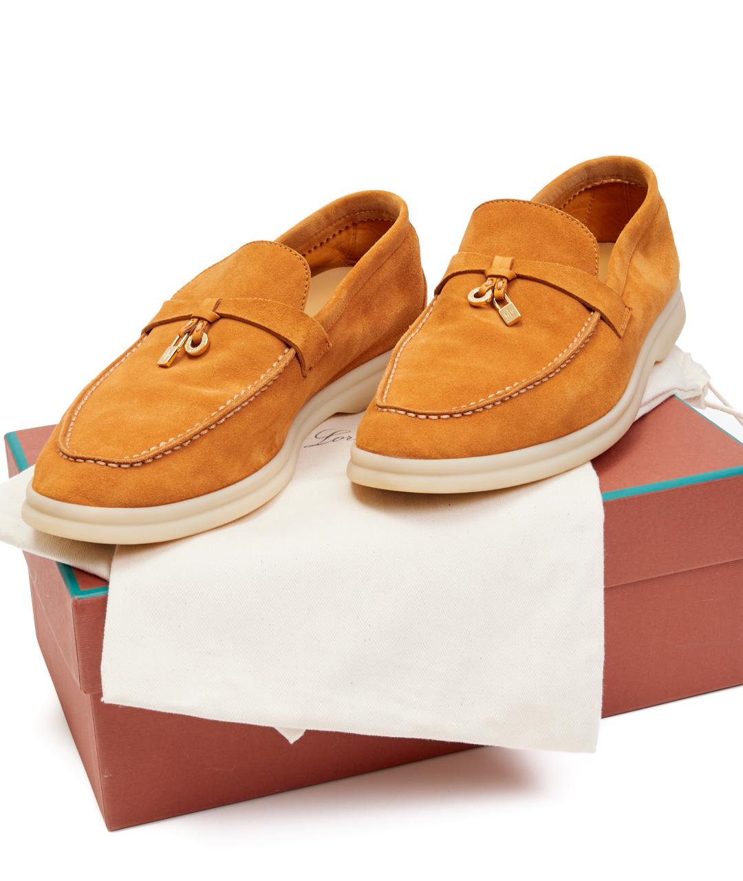 LORO PIANA Горчичные замшевые лоферы, фото 7