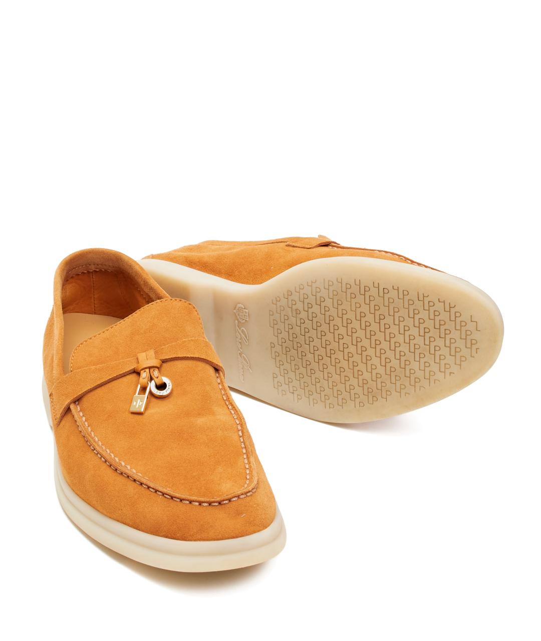 LORO PIANA Горчичные замшевые лоферы, фото 5