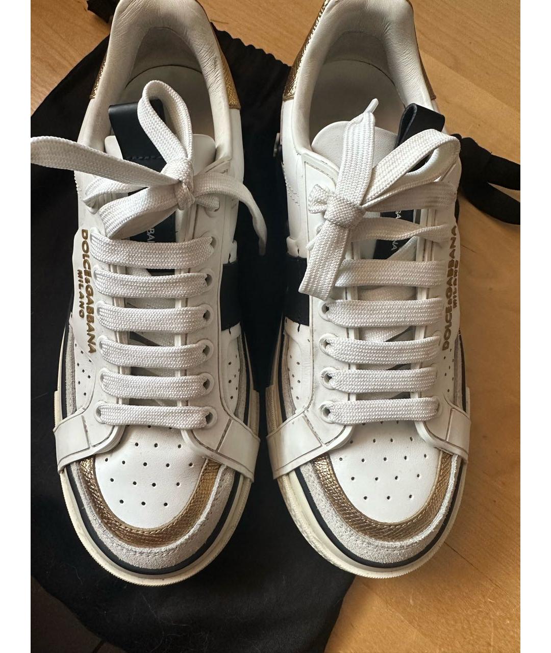 DOLCE&GABBANA Белые кожаные кеды, фото 3