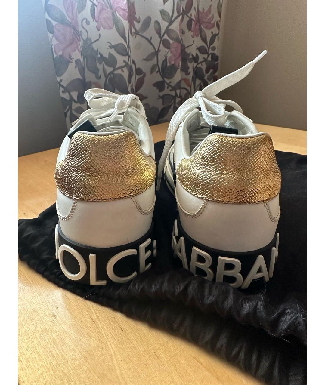 DOLCE&GABBANA Белые кожаные кеды, фото 4