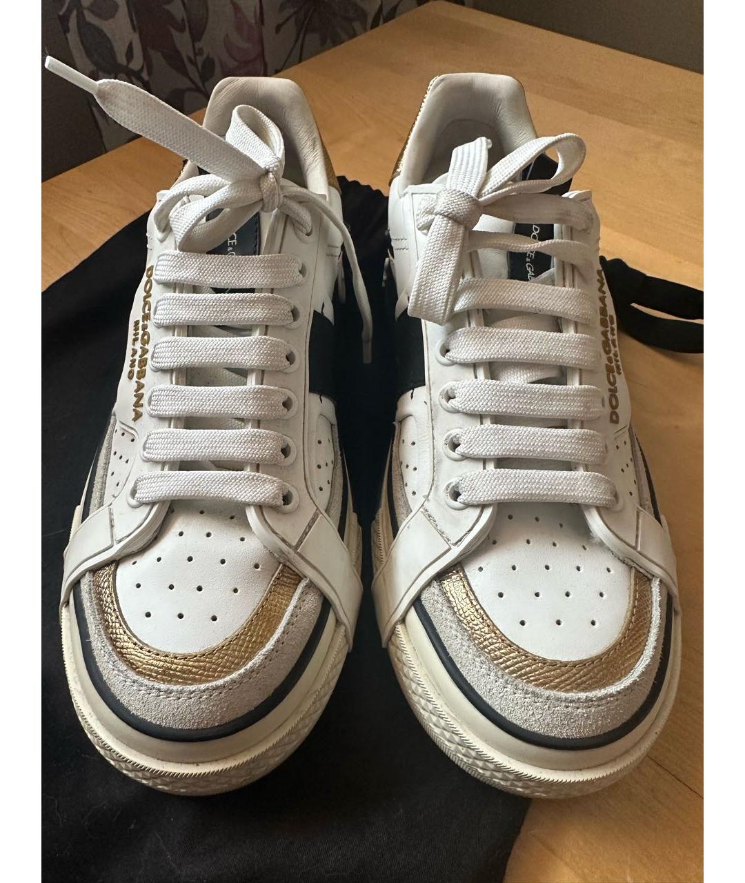 DOLCE&GABBANA Белые кожаные кеды, фото 2