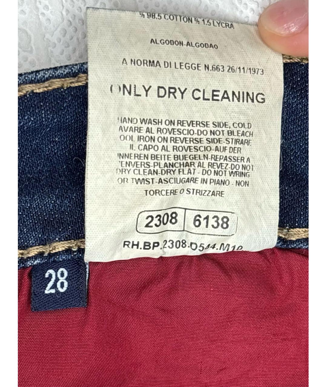 JOHN RICHMOND Синие хлопковые джинсы слим, фото 7