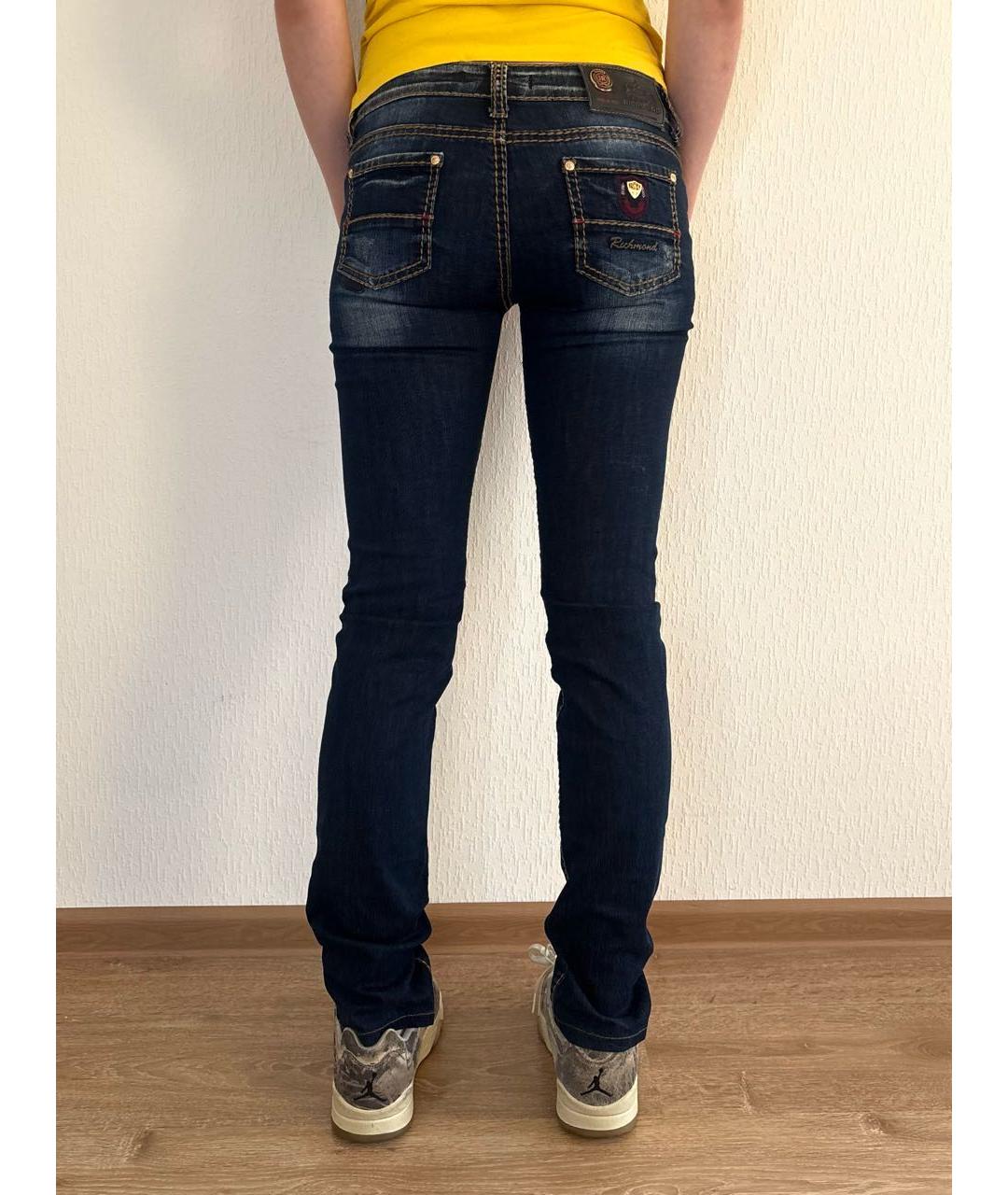 JOHN RICHMOND Синие хлопковые джинсы слим, фото 3