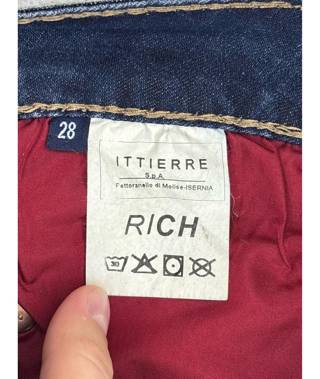 JOHN RICHMOND Синие хлопковые джинсы слим, фото 6