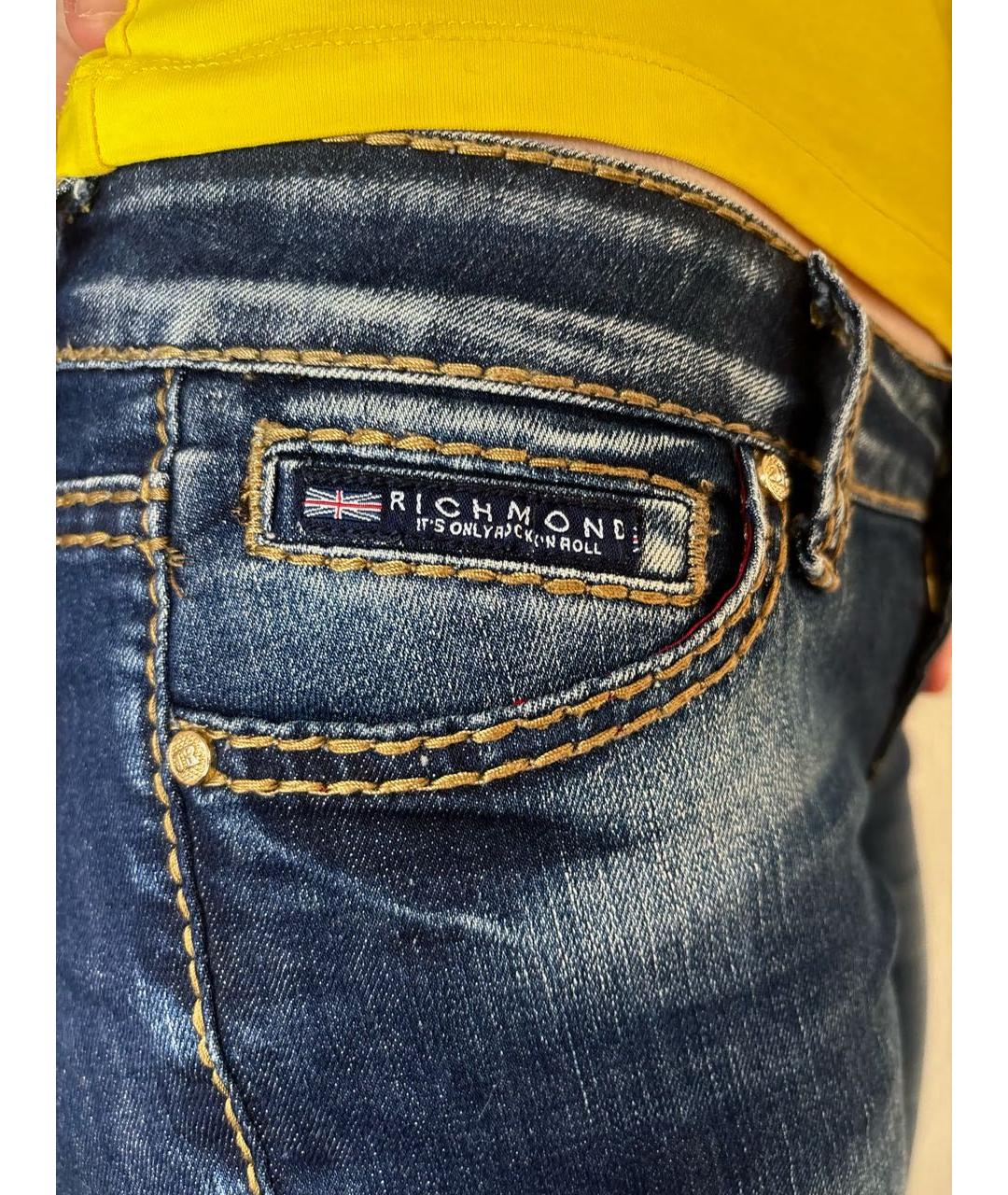 JOHN RICHMOND Синие хлопковые джинсы слим, фото 5