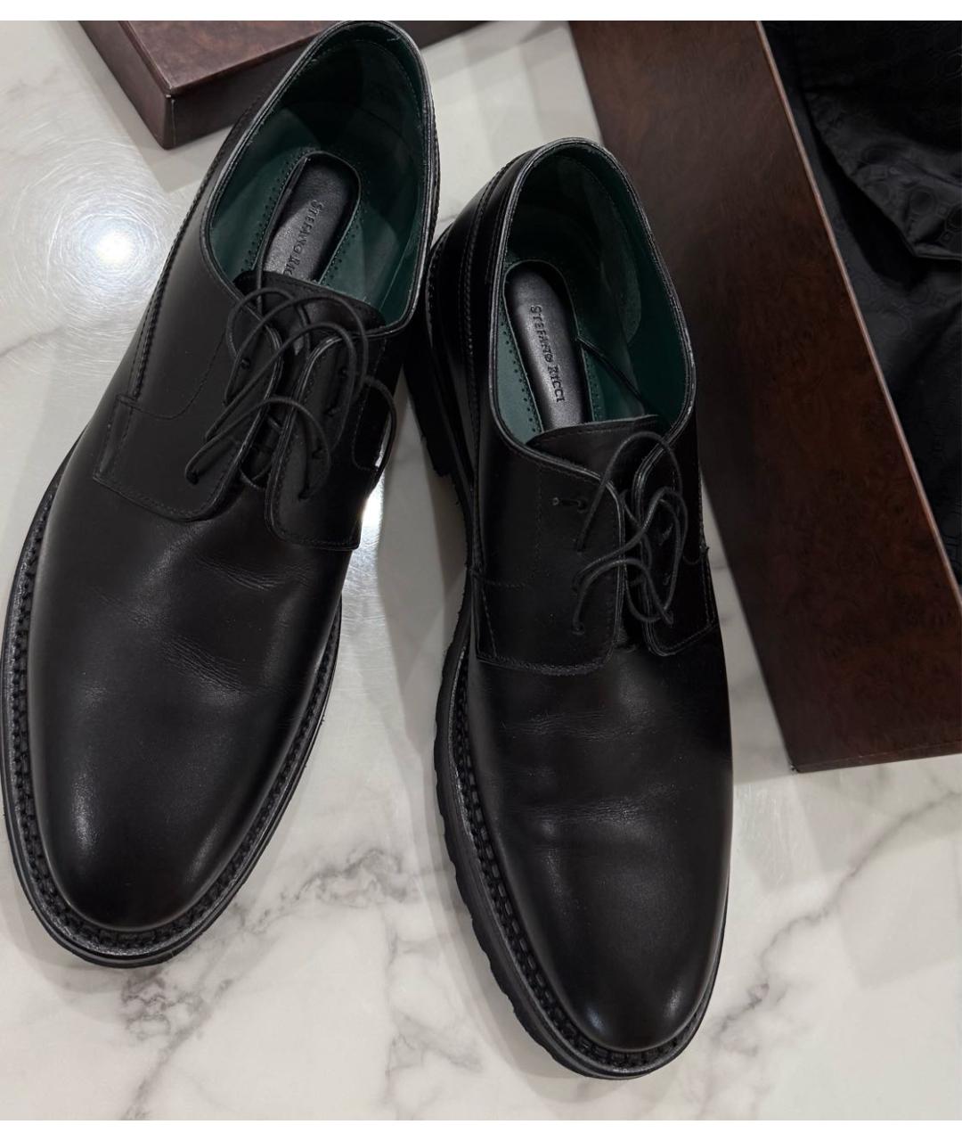 STEFANO RICCI Черные кожаные туфли, фото 2