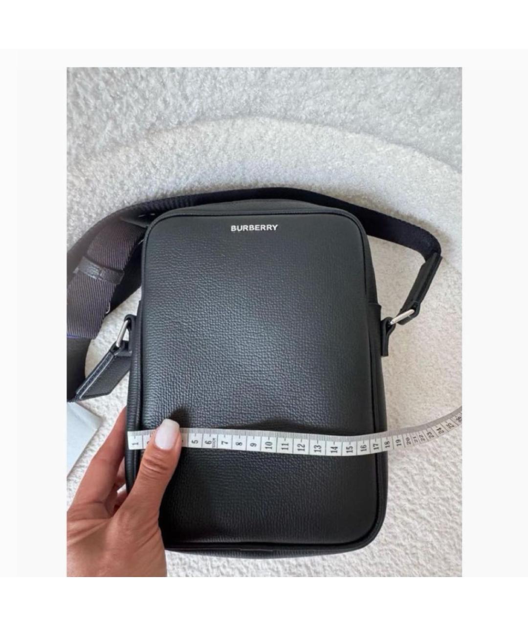 BURBERRY Черная кожаная сумка на плечо, фото 6