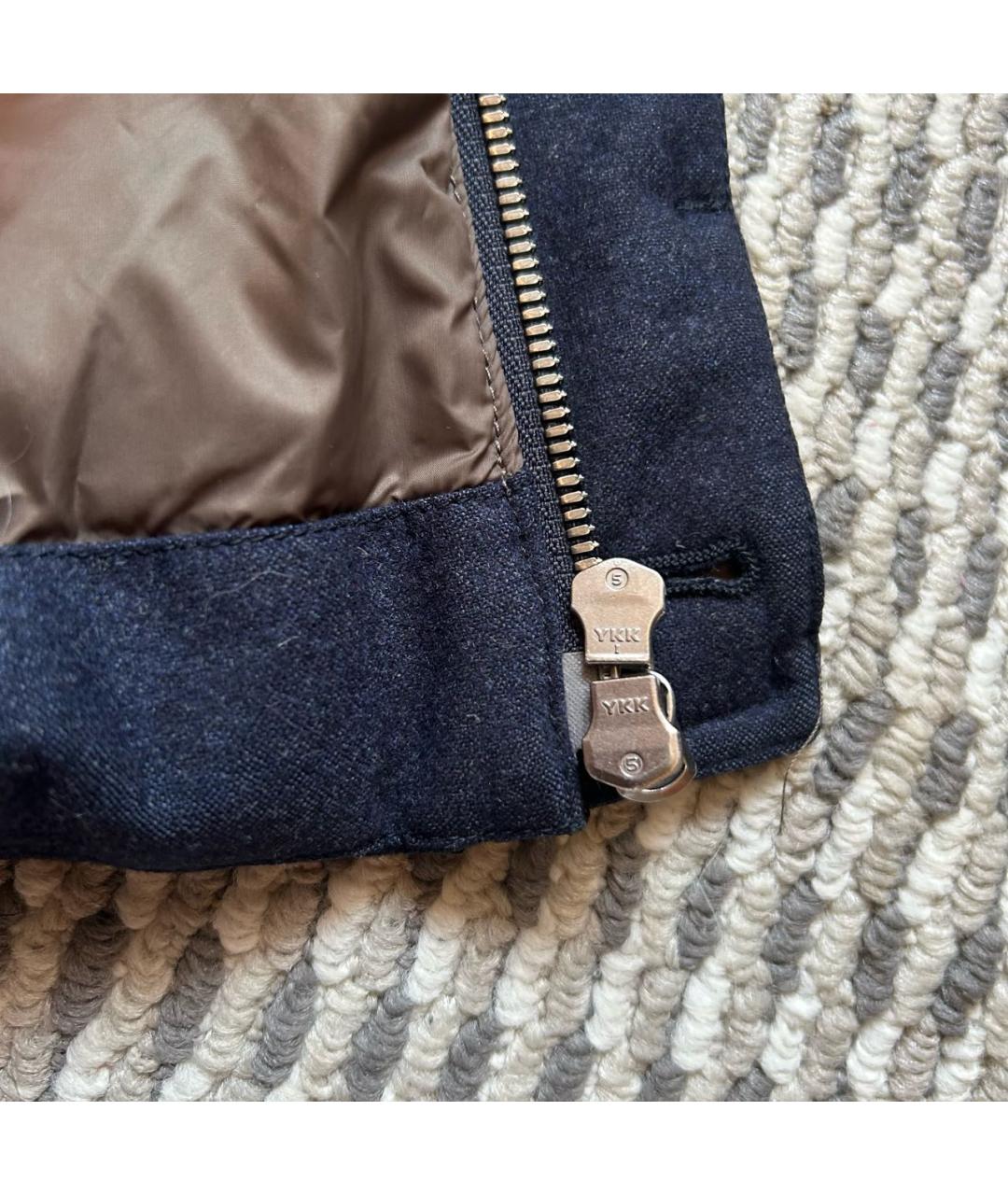 BRUNELLO CUCINELLI Темно-синий шерстяной пуховик, фото 4