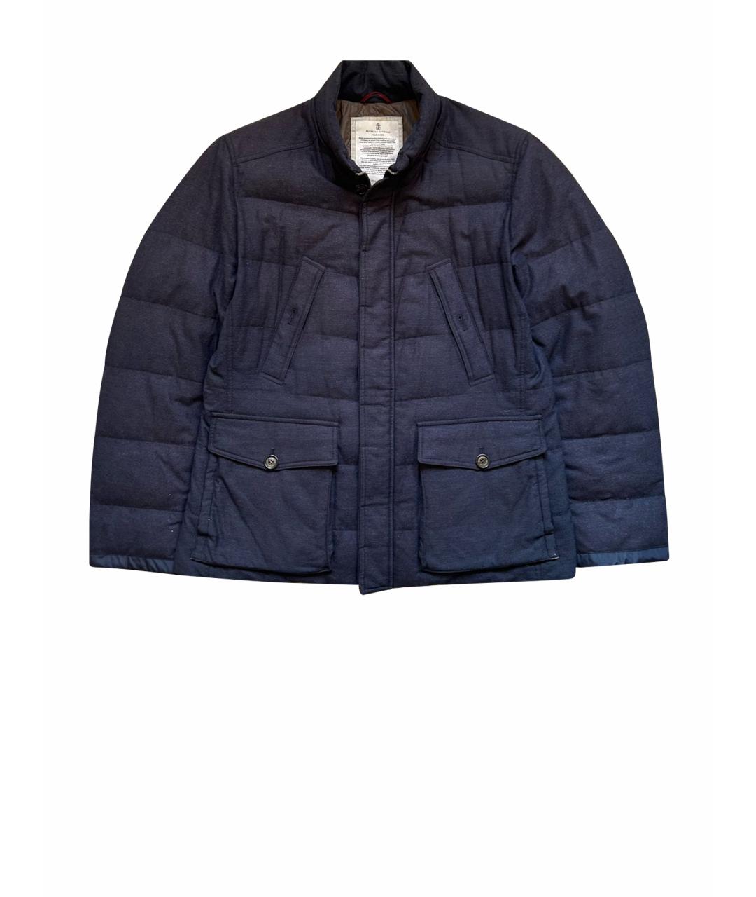 BRUNELLO CUCINELLI Темно-синий шерстяной пуховик, фото 1