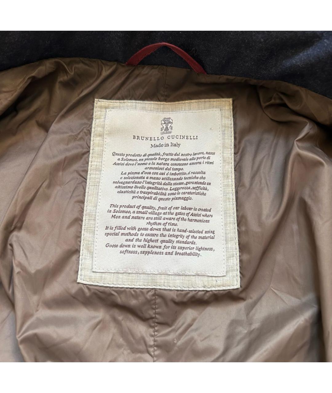 BRUNELLO CUCINELLI Темно-синий шерстяной пуховик, фото 3