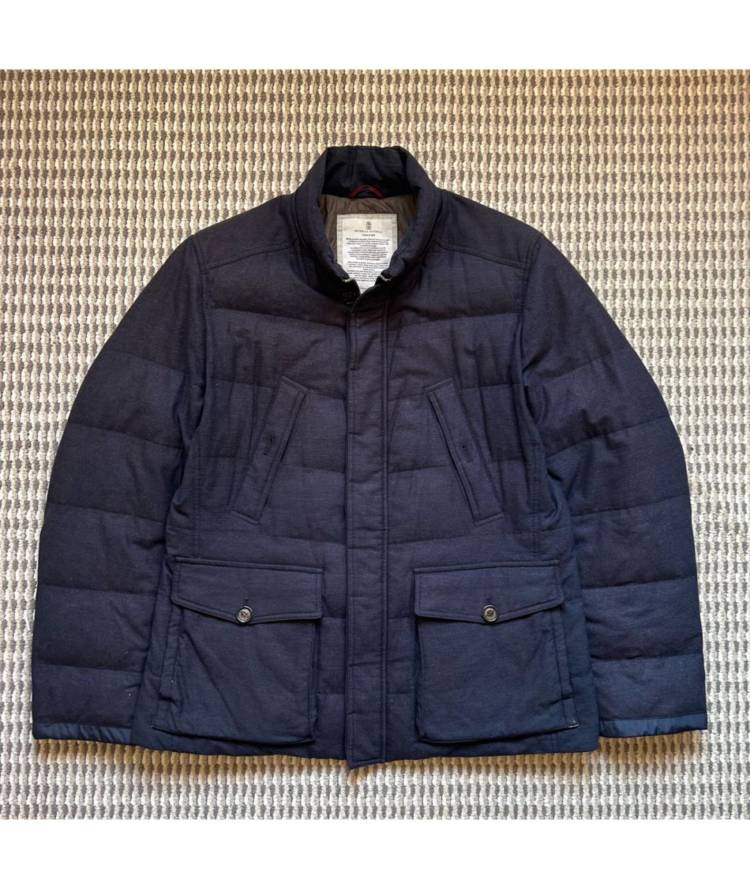 BRUNELLO CUCINELLI Темно-синий шерстяной пуховик, фото 9