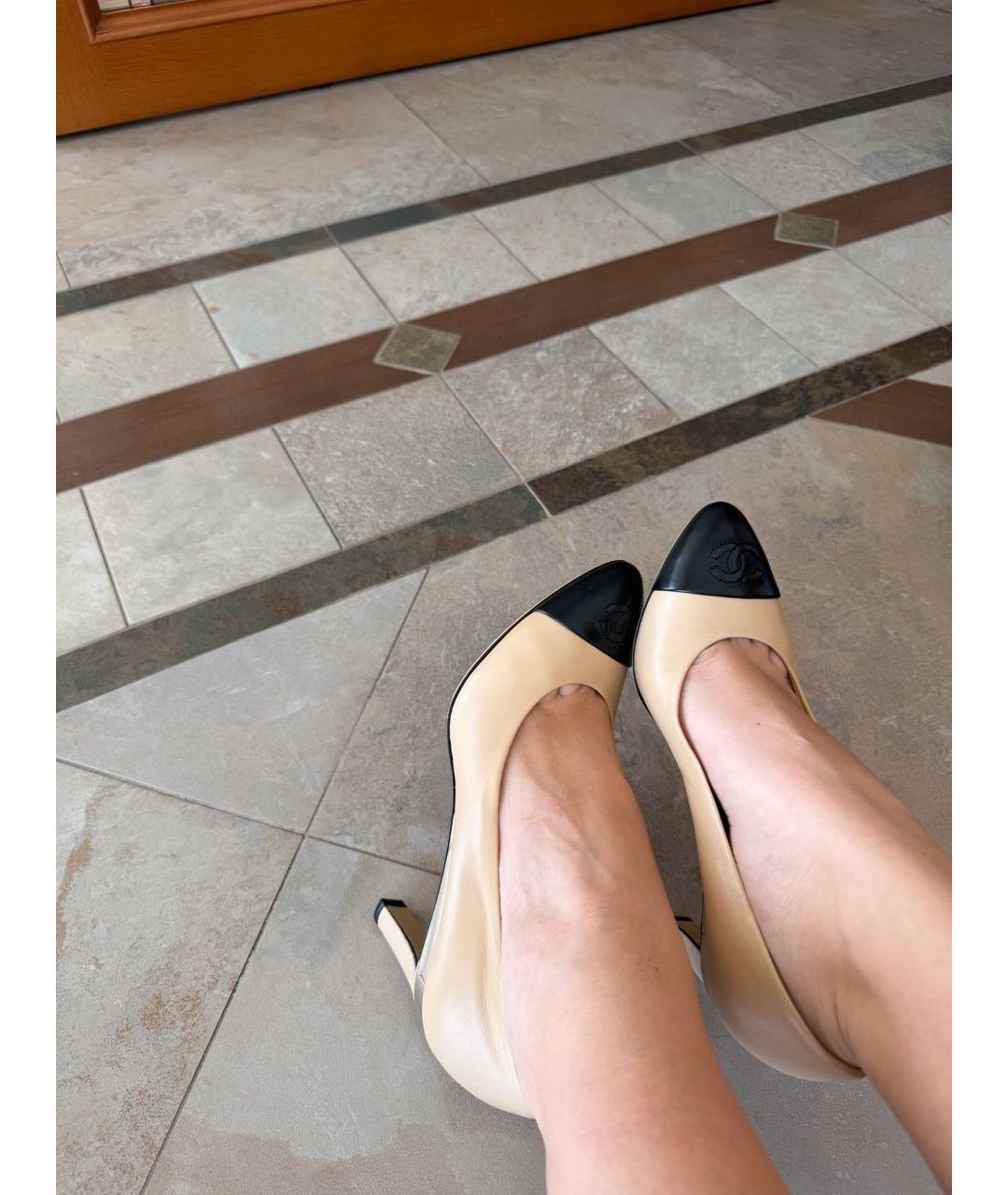 CHANEL Бежевые кожаные туфли, фото 8