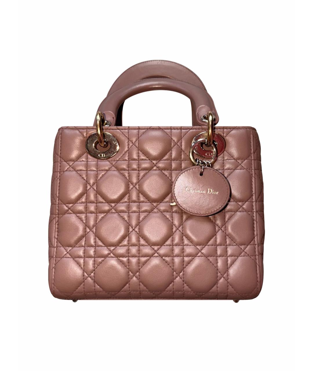 CHRISTIAN DIOR Розовая кожаная сумка с короткими ручками, фото 1