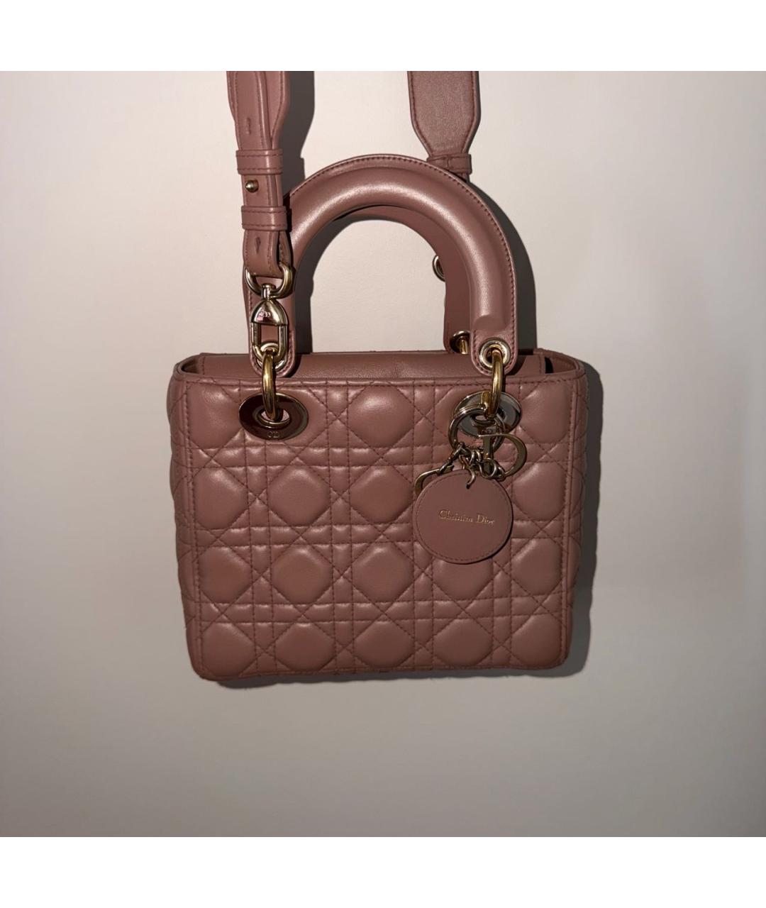 CHRISTIAN DIOR Розовая кожаная сумка с короткими ручками, фото 3