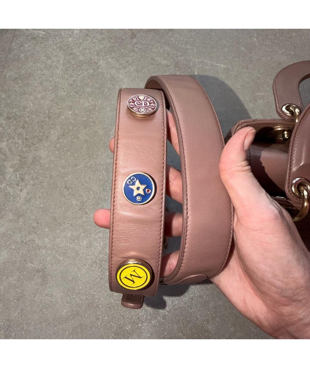 CHRISTIAN DIOR Розовая кожаная сумка с короткими ручками, фото 6