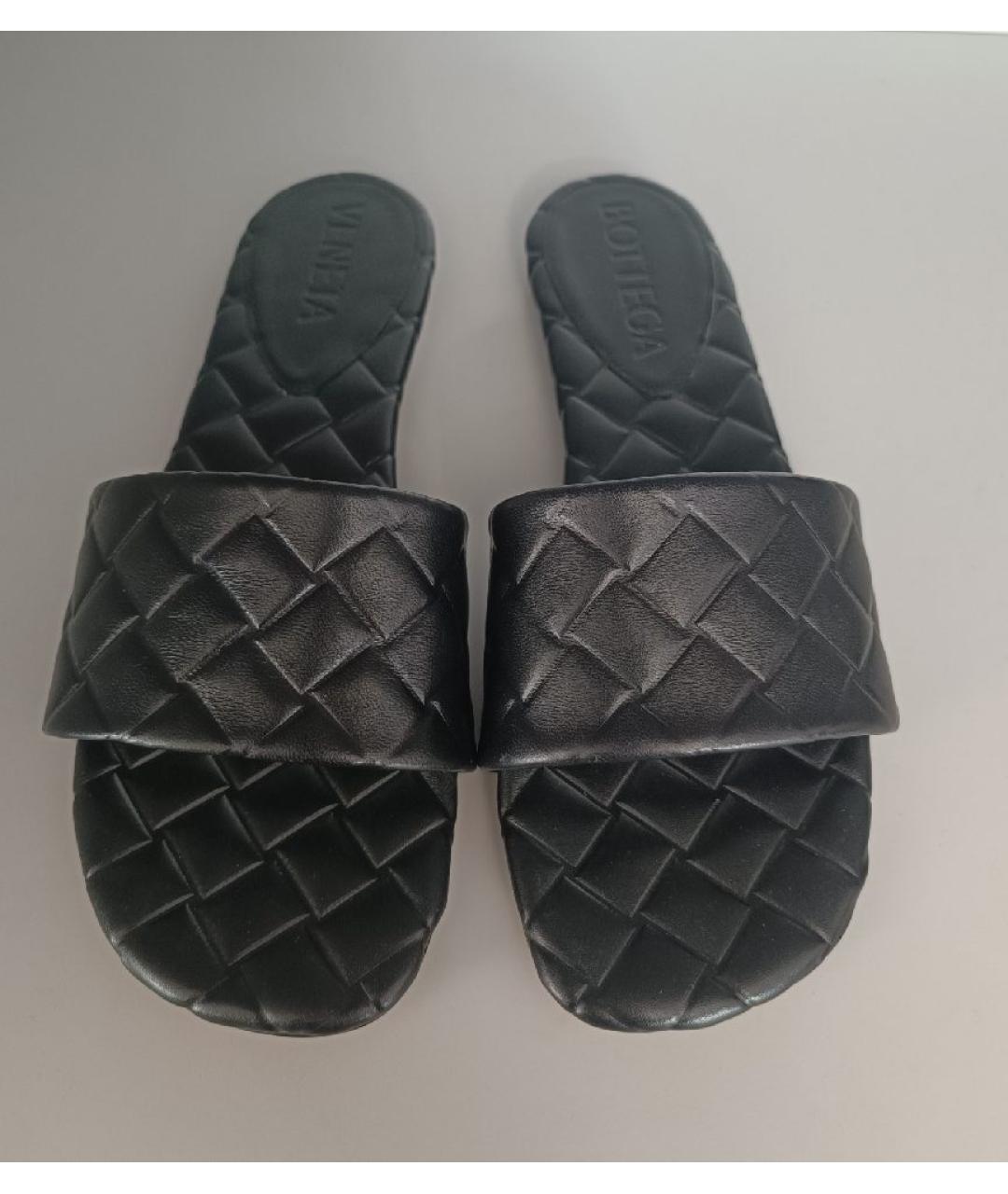 BOTTEGA VENETA Черные кожаные шлепанцы, фото 2