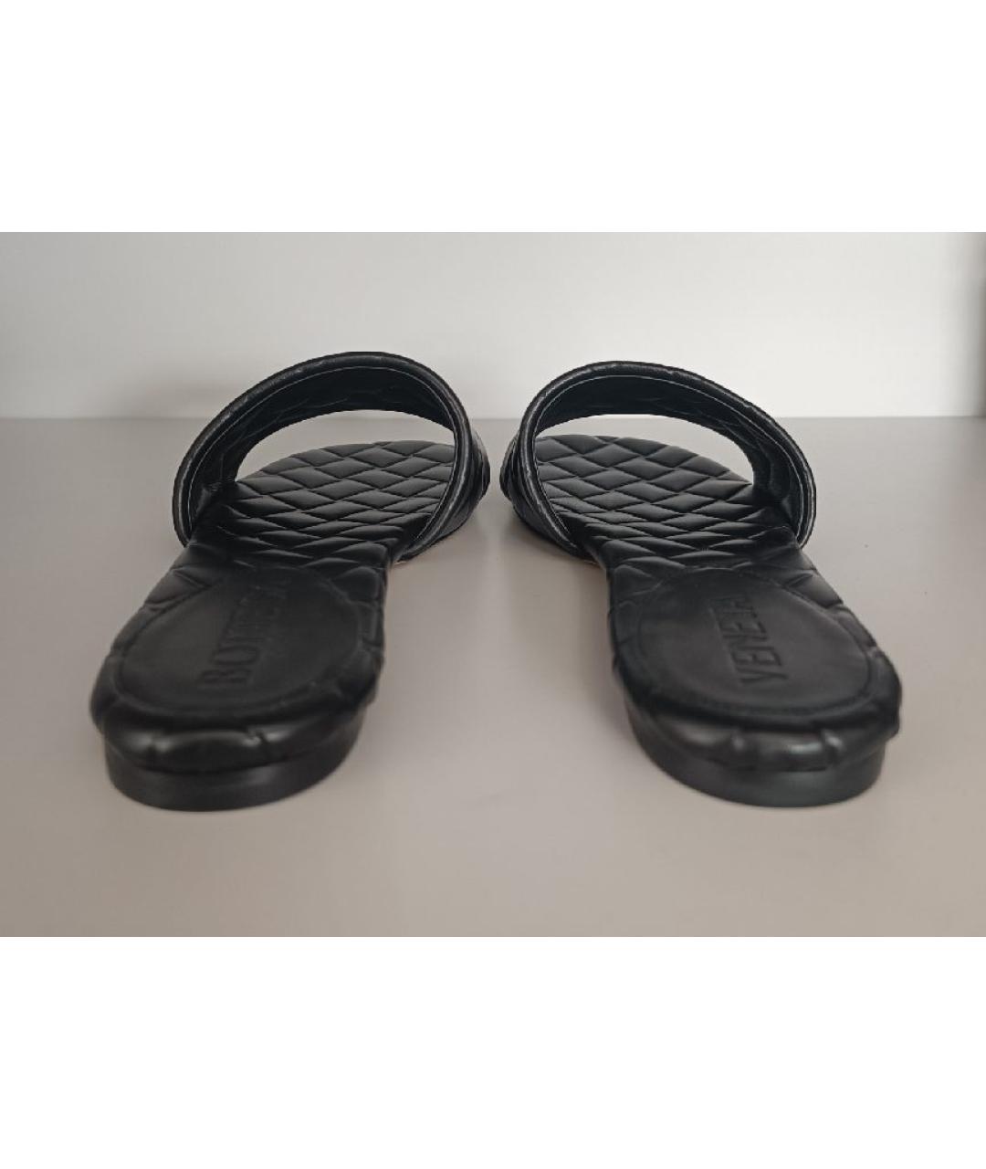 BOTTEGA VENETA Черные кожаные шлепанцы, фото 4