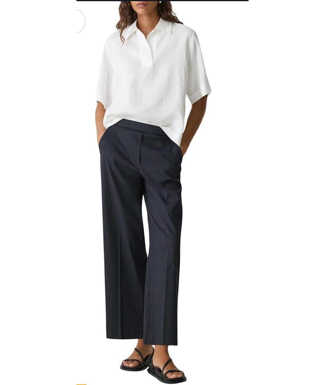 THEORY Бежевые льняные брюки широкие, фото 8