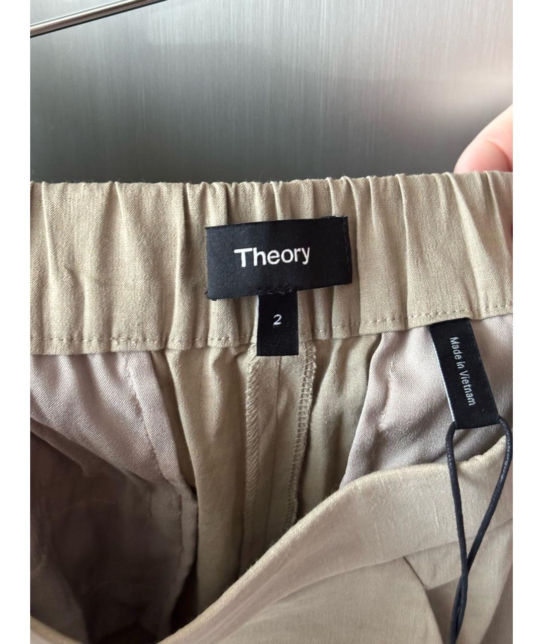 THEORY Бежевые льняные брюки широкие, фото 3