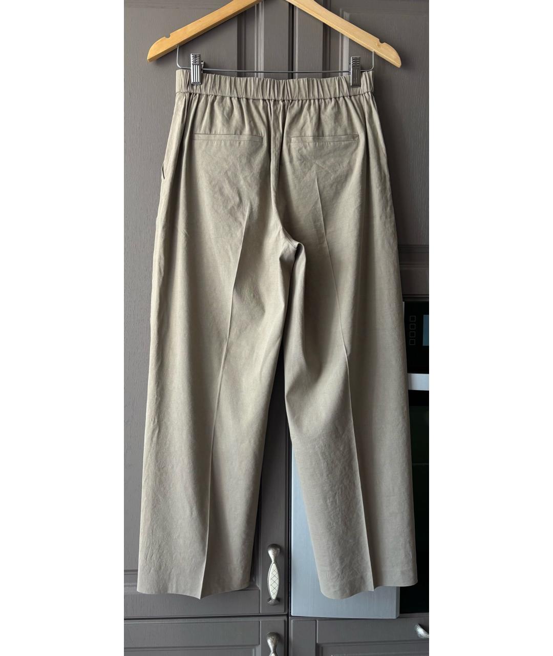 THEORY Бежевые льняные брюки широкие, фото 2