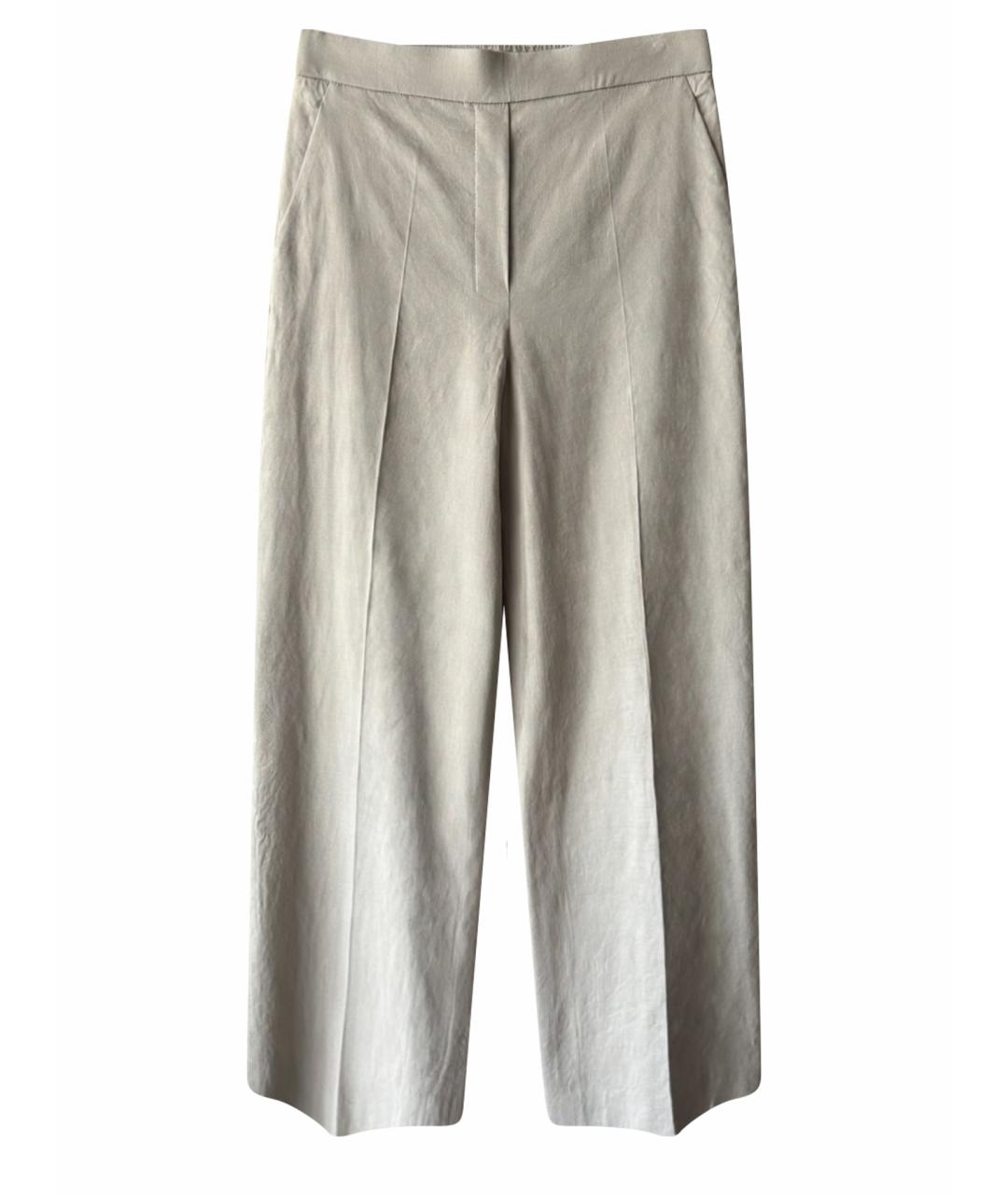 THEORY Бежевые льняные брюки широкие, фото 1
