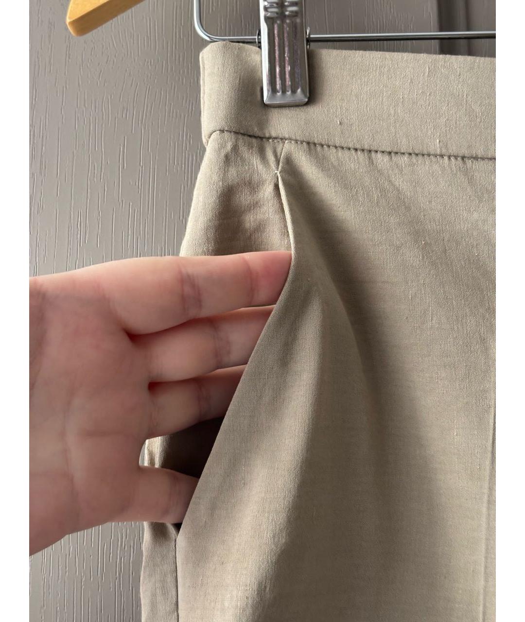 THEORY Бежевые льняные брюки широкие, фото 4
