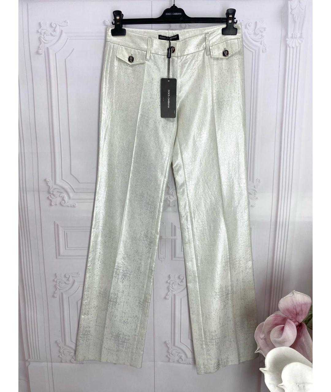 DOLCE&GABBANA Белые хлопковые прямые брюки, фото 6