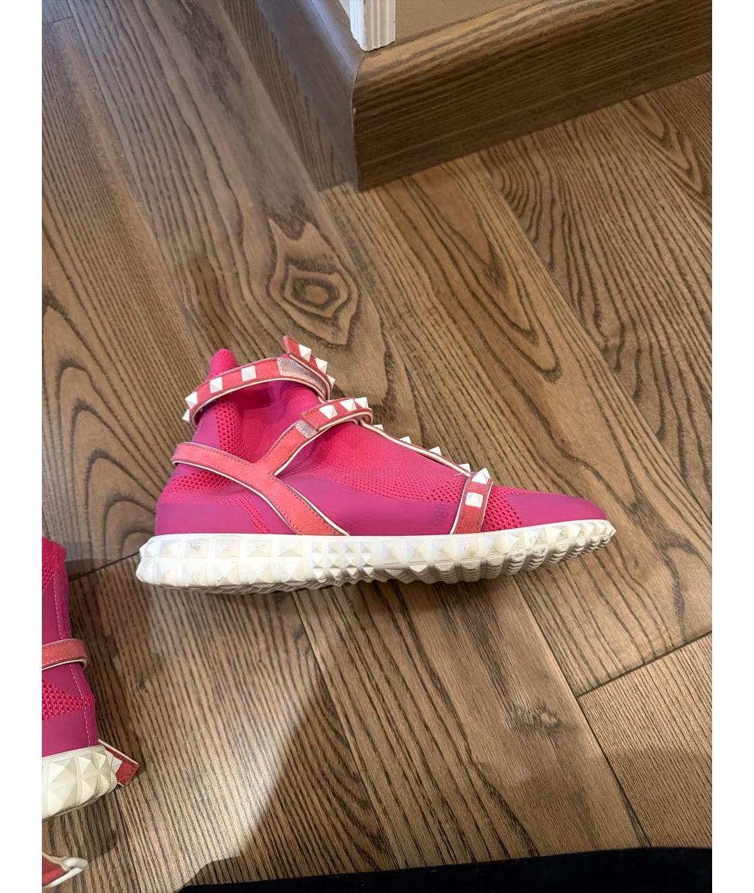 VALENTINO Розовые текстильные кроссовки, фото 5