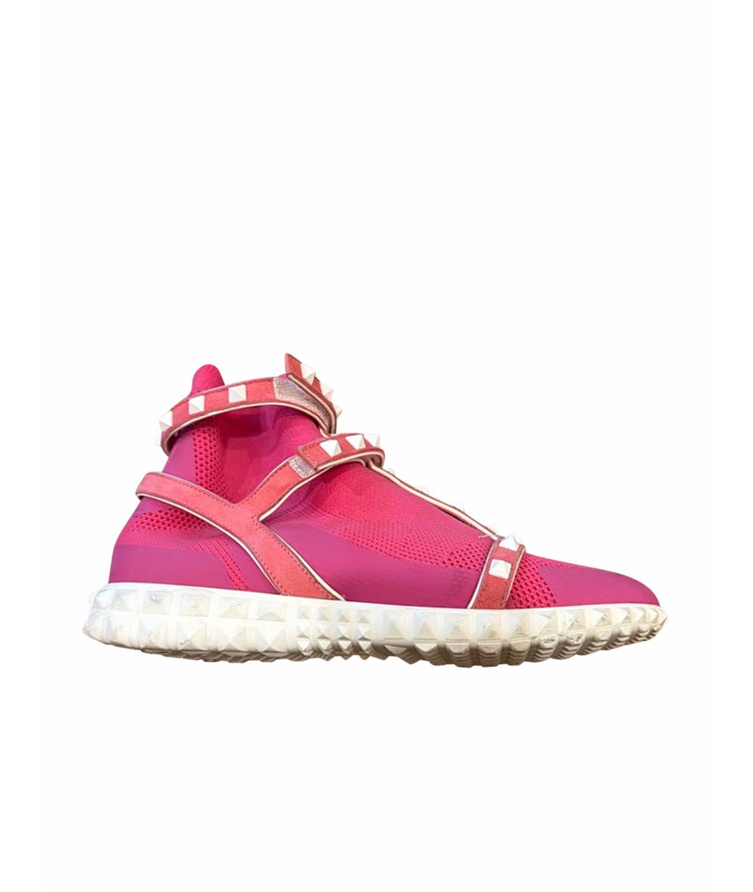 VALENTINO Розовые текстильные кроссовки, фото 1