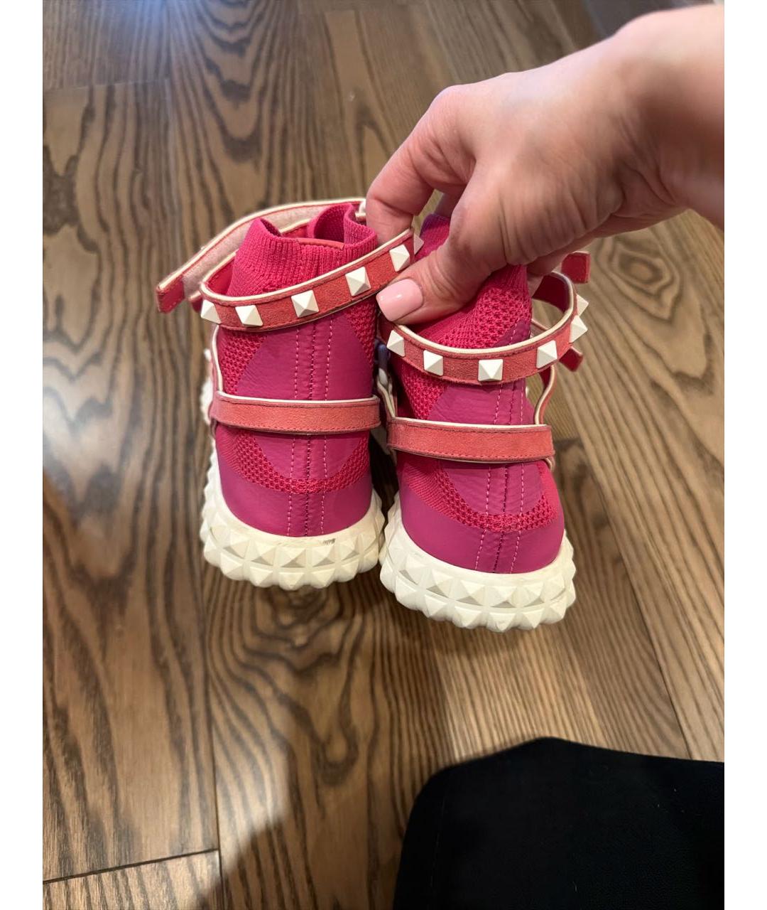 VALENTINO Розовые текстильные кроссовки, фото 4