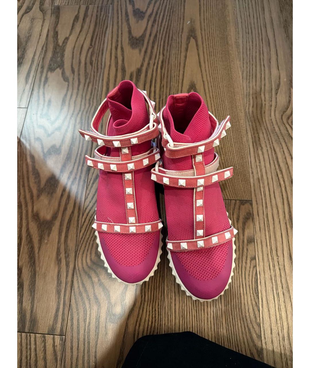 VALENTINO Розовые текстильные кроссовки, фото 2