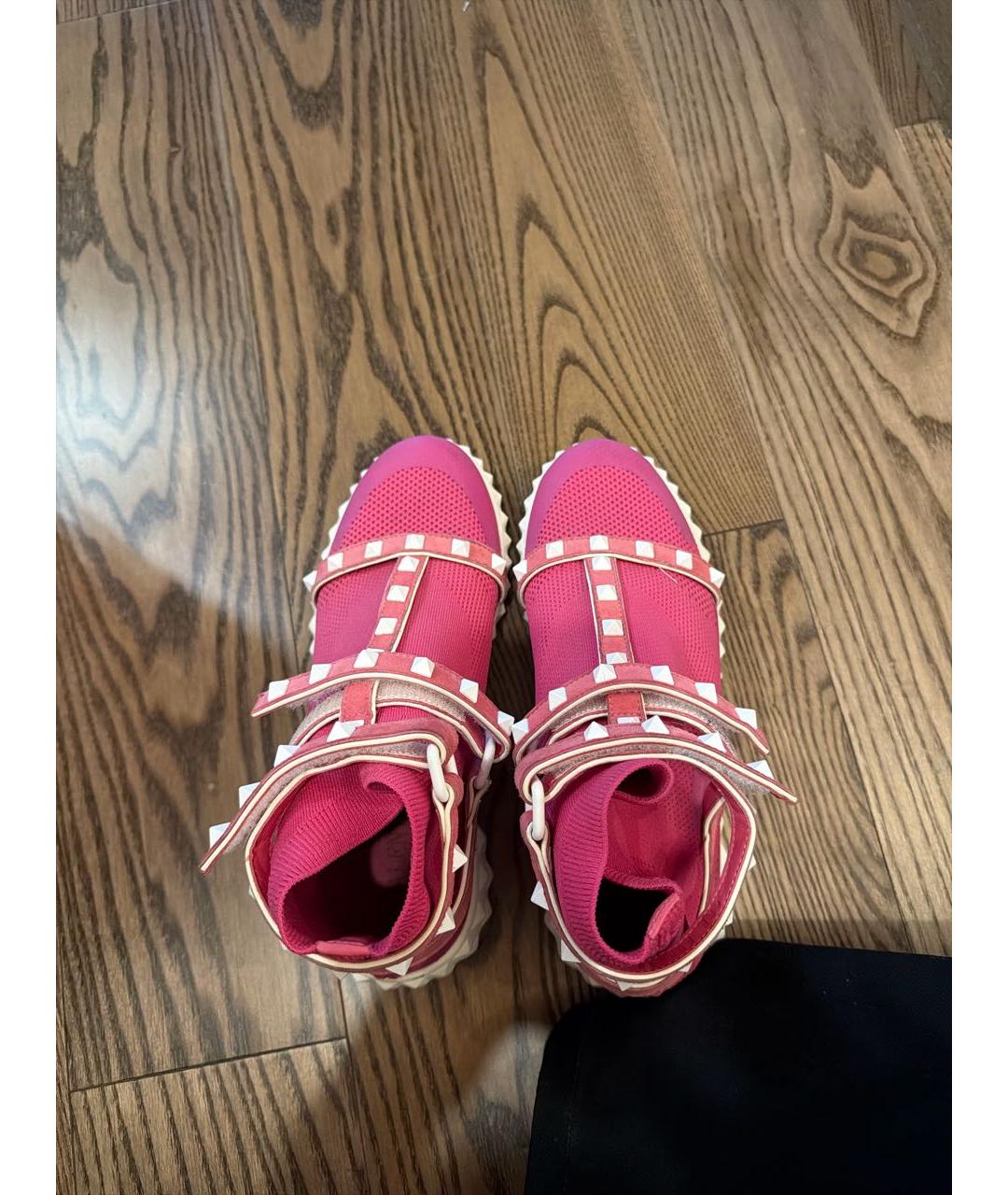 VALENTINO Розовые текстильные кроссовки, фото 3