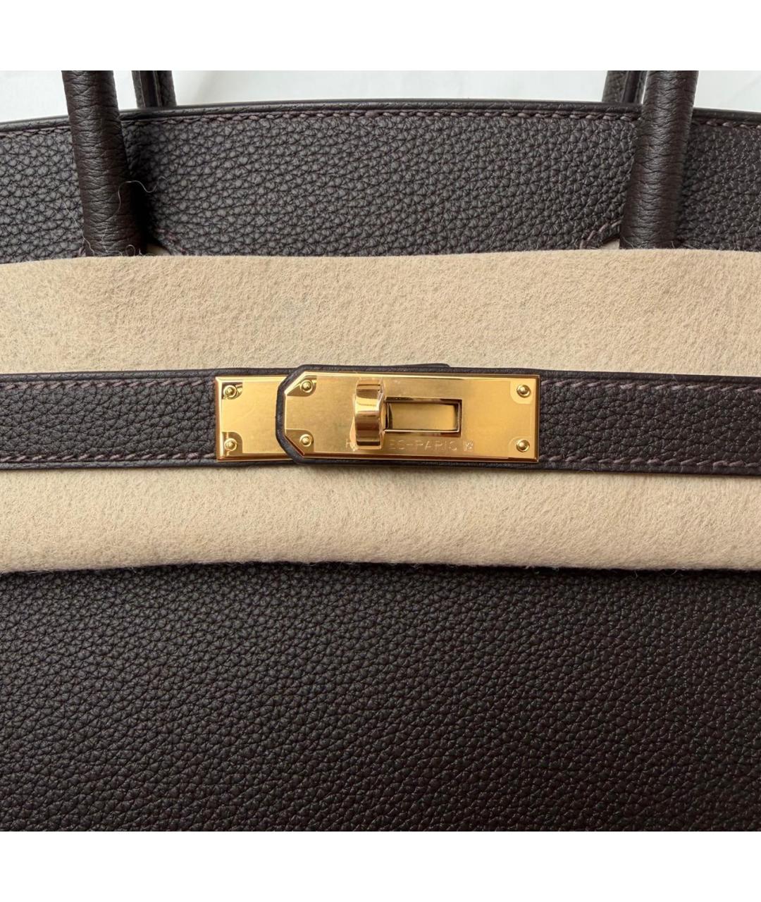 HERMES Коричневая кожаная сумка с короткими ручками, фото 2