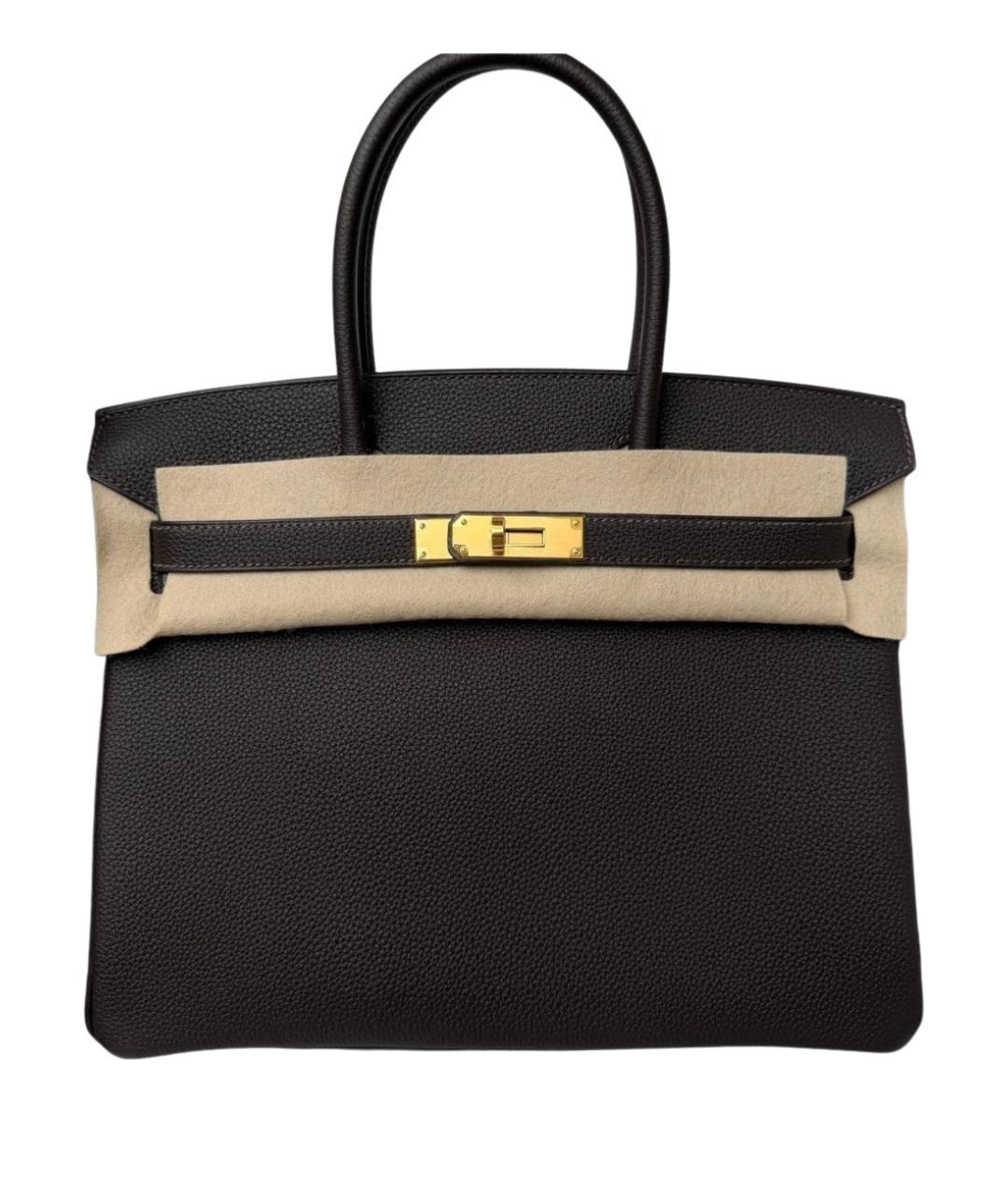 HERMES Коричневая кожаная сумка с короткими ручками, фото 1