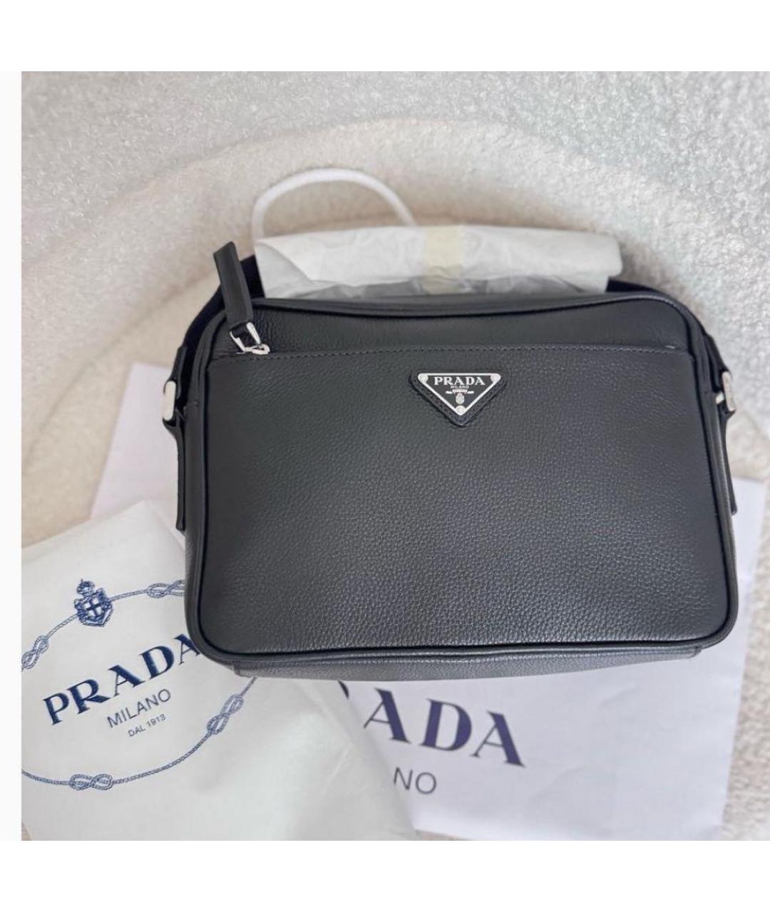 PRADA Черная кожаная сумка на плечо, фото 2